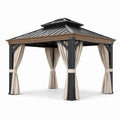 Altana ogrodowa aluminiowa z dachem stalowym 3x4m beżowo-czarna