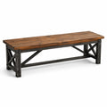 Ławka drewniana z metalową ramą, brązowo-czarna 150 cm
